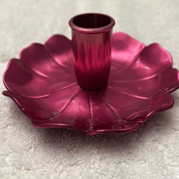 Kraftware Pink Aluminum Candle stick Holders 1950s - Picture 2 of 10